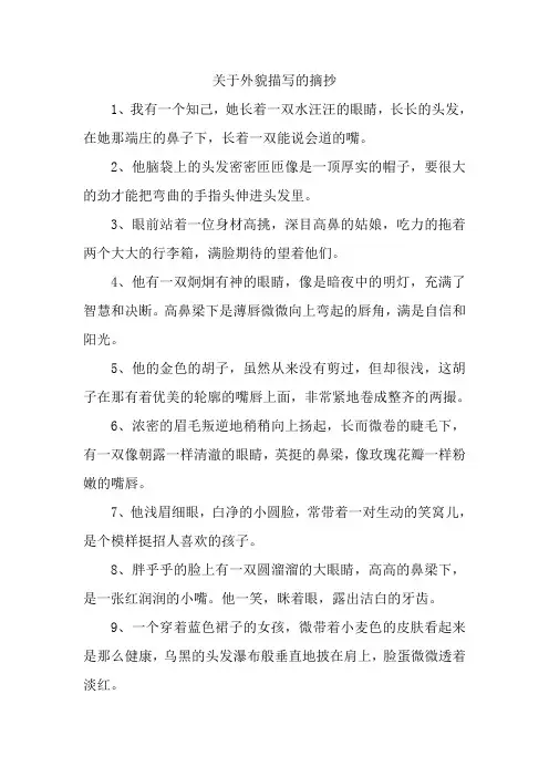 关于外貌描写的摘抄