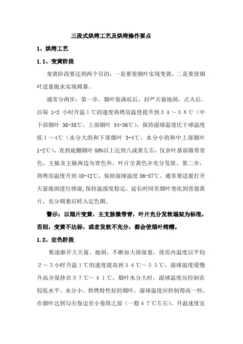 三段式烘烤工艺及烘烤操作要点