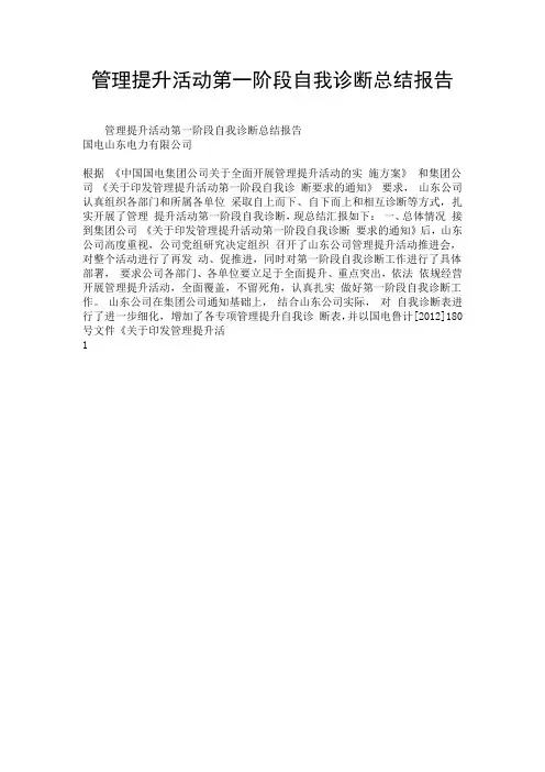 管理提升活动第一阶段自我诊断总结报告.doc