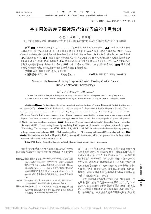 基于网络药理学探讨漏芦治疗胃癌的作用机制_余莹