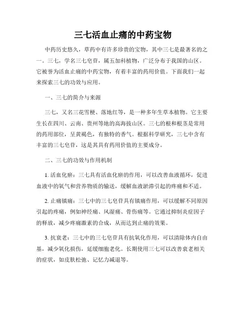 三七活血止痛的中药宝物
