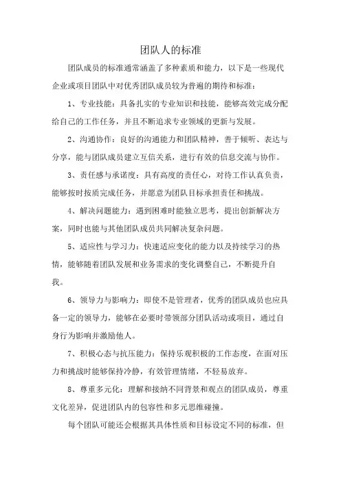团队人的标准