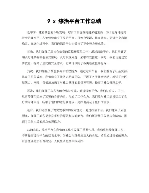 9 x 综治平台工作总结