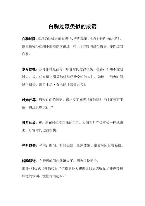 白驹过隙类似的成语