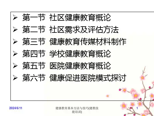 健康教育基本方法与技巧健教技能培训课件