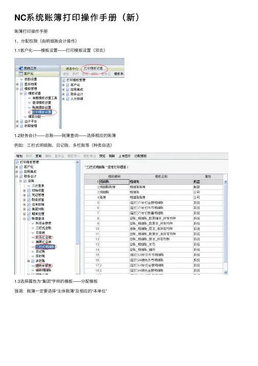 NC系统账簿打印操作手册（新）
