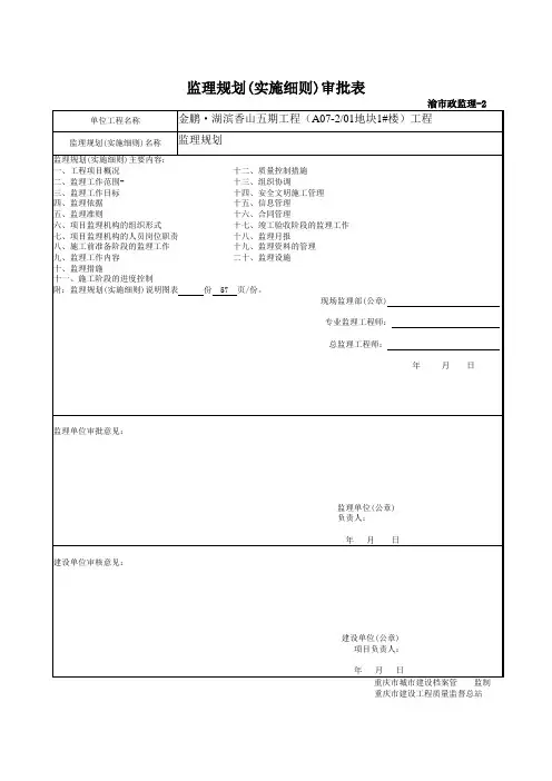 01、监理规划审批表