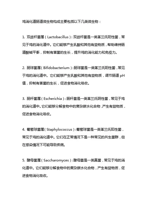 鸡消化道肠道微生物构成