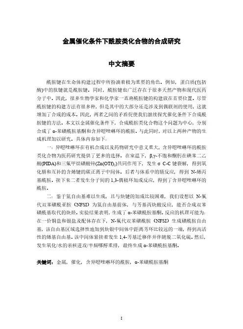 金属催化条件下酰胺类化合物的合成研究