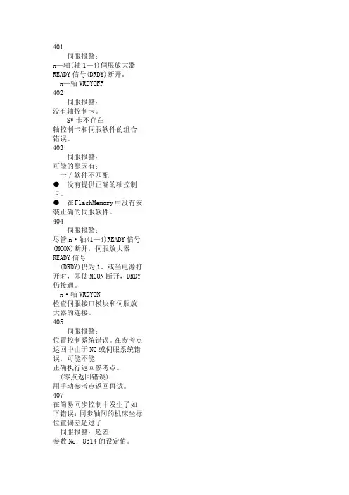 发那科伺服报警精选 