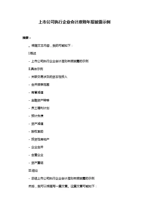 上市公司执行企业会计准则年报披露示例