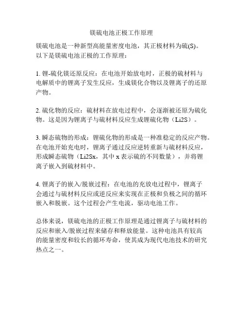 镁硫电池正极工作原理