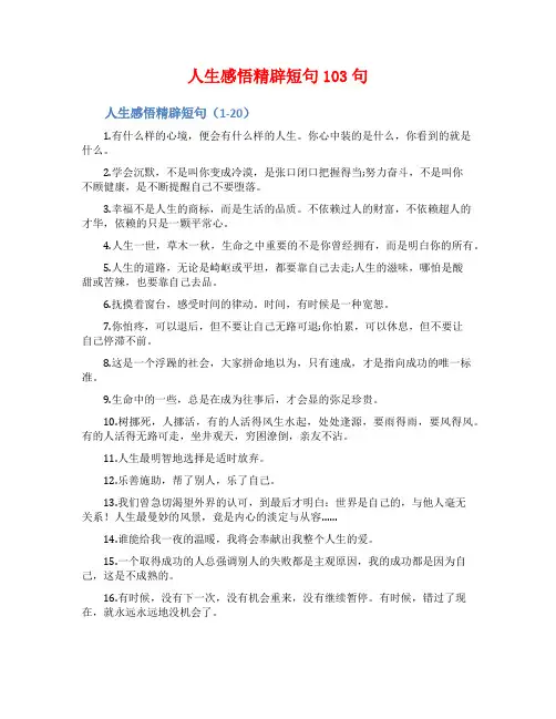 人生感悟精辟短句103句