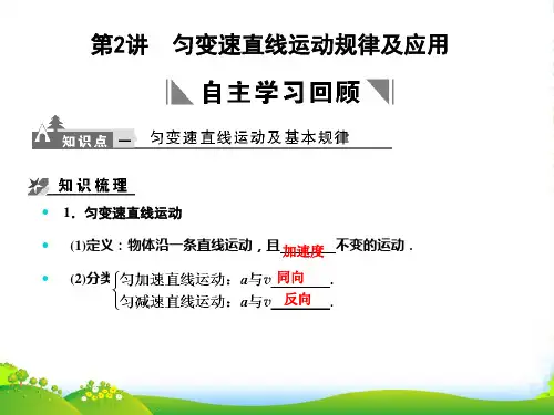 高三物理一轮复习 1-1-2：匀变速直线运动规律及应用课件