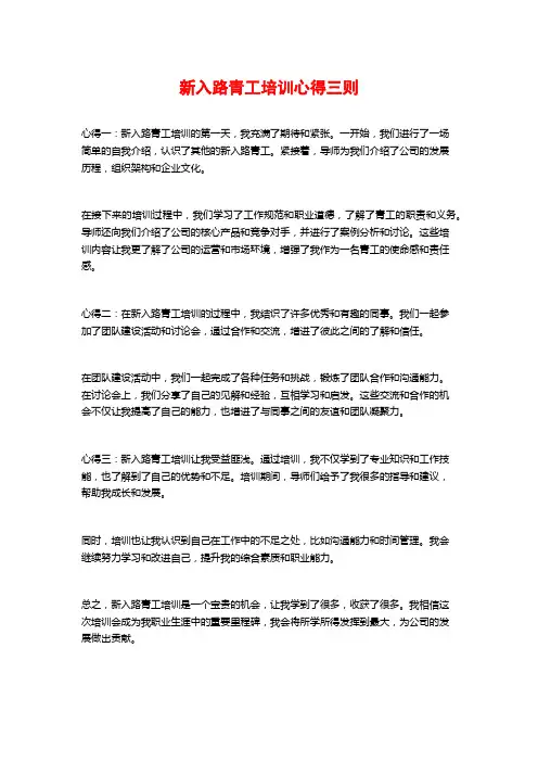 新入路青工培训心得三则