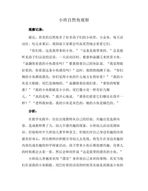 小班自然角观察