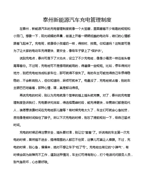 泰州新能源汽车充电管理制度