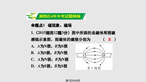 湖南中考试题研究中考物理考点研究电与磁PPT课件