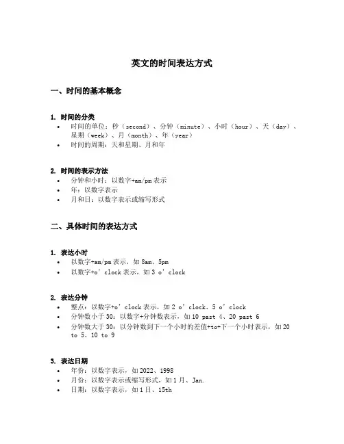 英文的时间表达方式