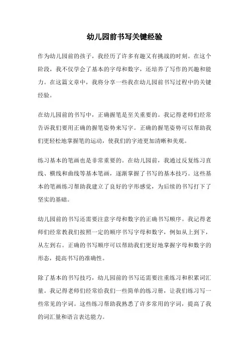 幼儿园前书写关键经验