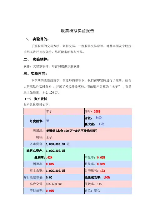 股票投资学作业