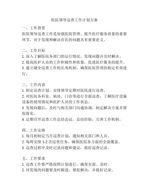 医院领导巡查工作计划方案