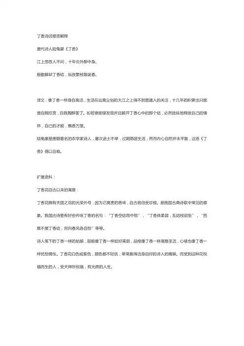 丁香诗词意思解释