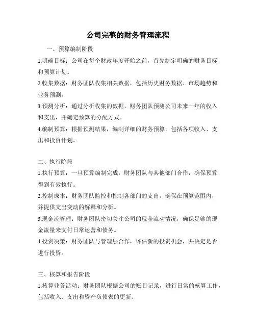 公司完整的财务管理流程