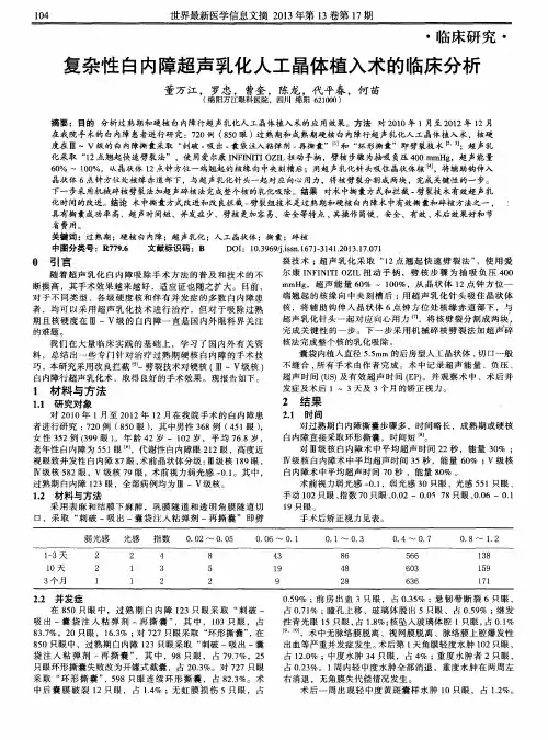 复杂性白内障超声乳化人工晶体植入术的临床分析