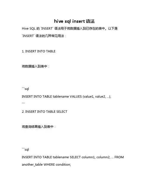 hive sql insert语法