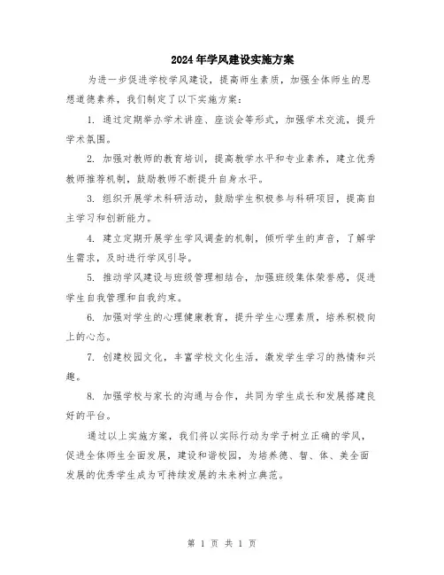 2024年学风建设实施方案