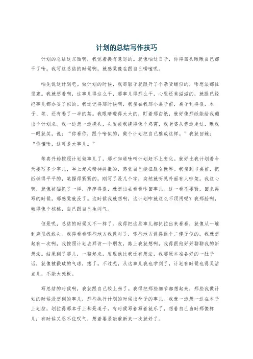 计划的总结写作技巧