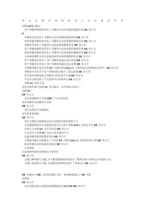 安川伺服器故障代码