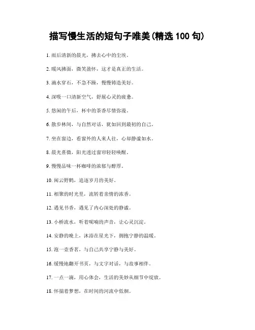 描写慢生活的短句子唯美(精选100句)