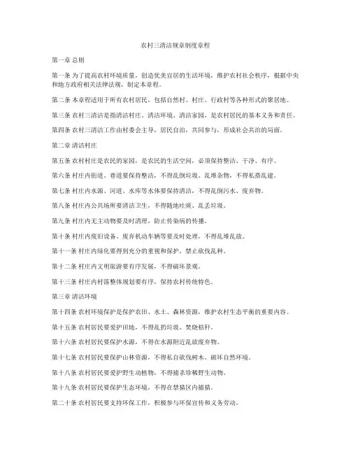 农村三清洁规章制度章程