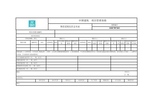 物资采购比价会审表