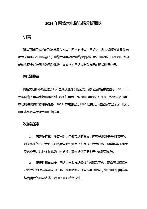 2024年网络大电影市场分析现状