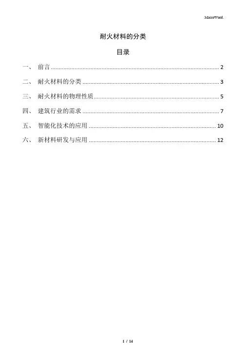 耐火材料的分类