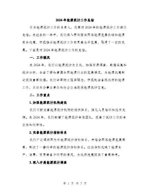2024年能源统计工作总结(2篇)