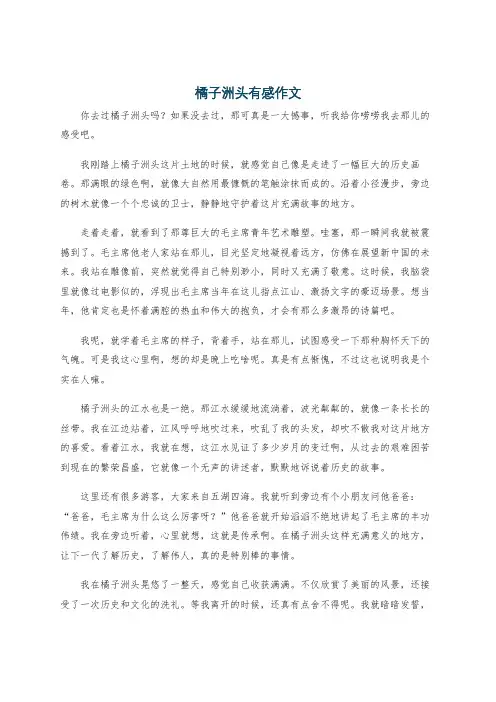 橘子洲头有感作文
