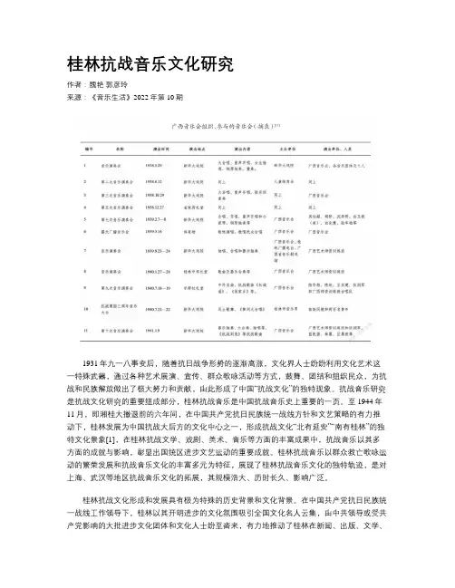 桂林抗战音乐文化研究