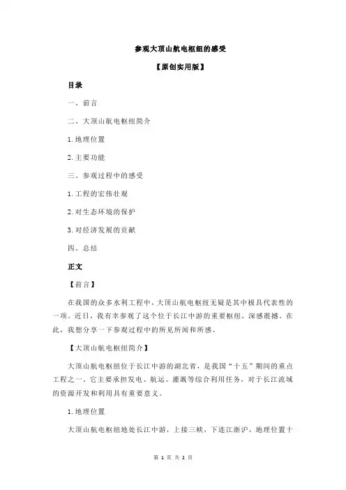 参观大顶山航电枢纽的感受