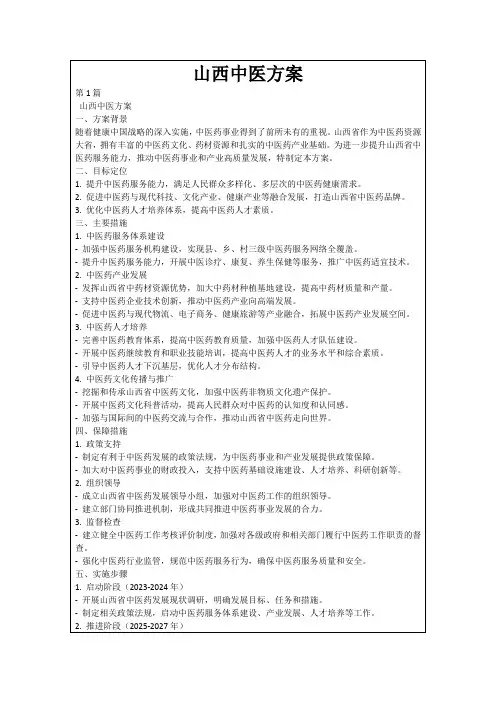 山西中医方案