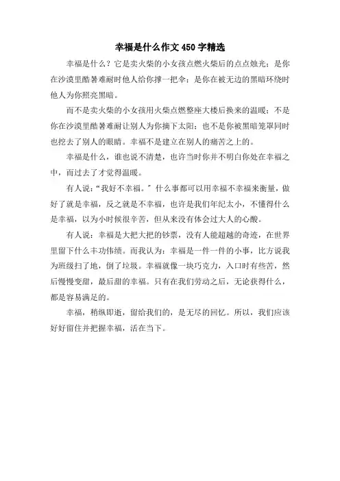 幸福是什么作文450字精选
