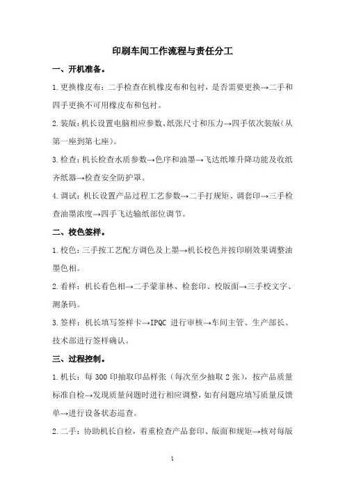 印刷工作流程与责任分工