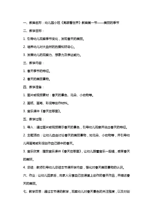 幼儿园小班综合亮眼看世界教案