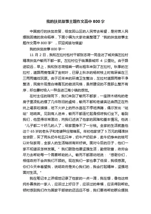 我的扶贫故事主题作文高中800字