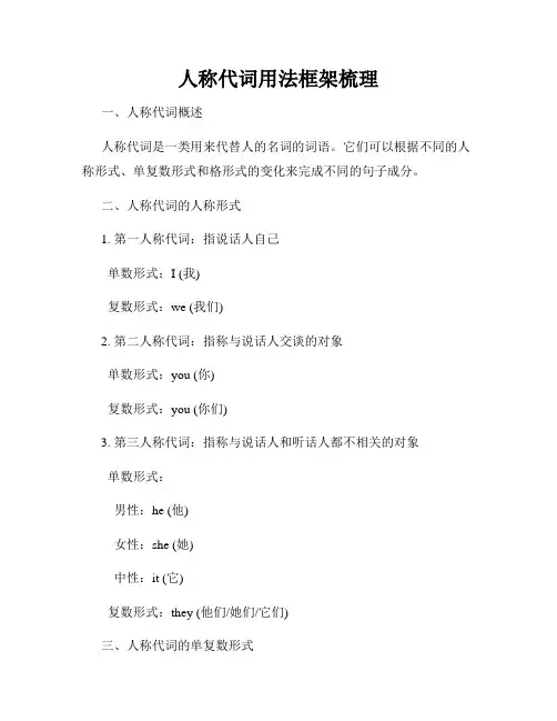 人称代词用法框架梳理