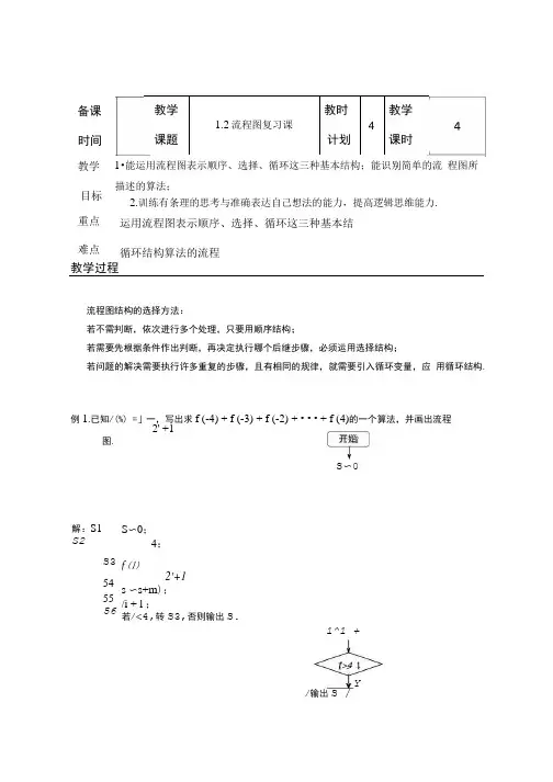 1.2流程图复习课教案(苏教版必修3).doc