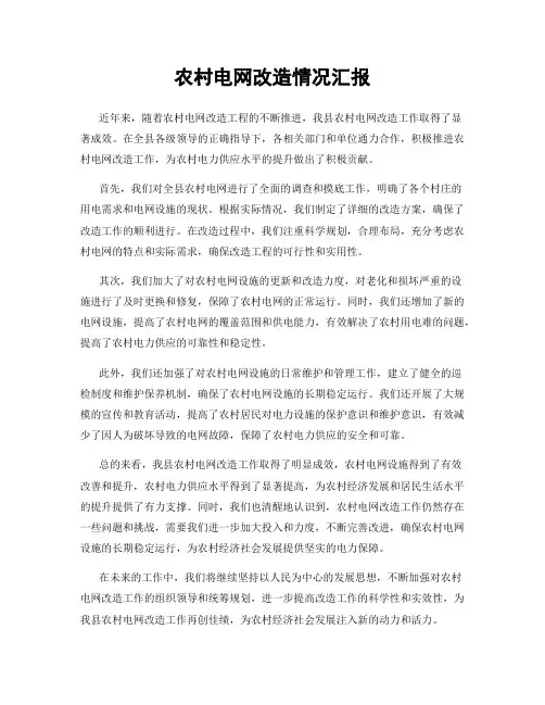 农村电网改造情况汇报